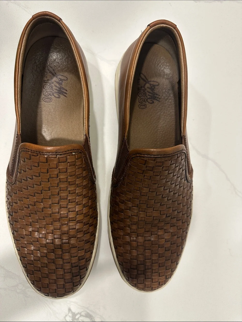 Johnston & Murphy Brown Woven Leather Slip-On Loafers